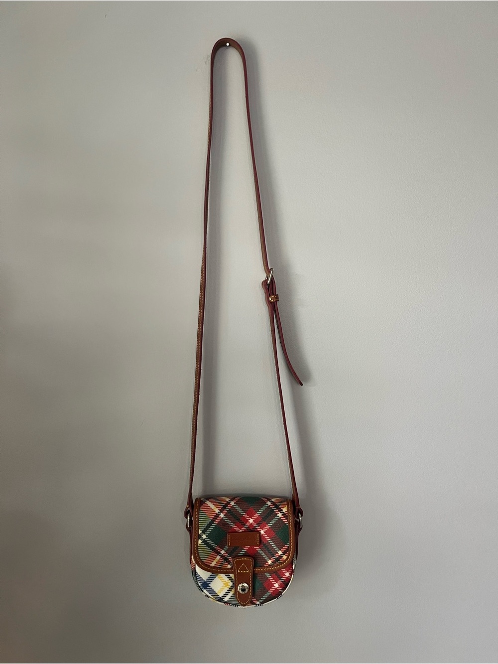 Dooney & Bourke Red Green Cream Plaid Crossbody